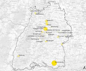 Übersicht der geförderten Ladepunkte in Baden-Württemberg (nach Anzahl je 10.000 Einwohner pro Kommune).