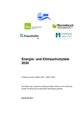 Studie „Energie- und Klimaschutzziele 2030“ Baden-Württemberg