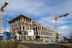 Der Rohbau des neuen ZSW-Institutsgebäudes (Foto: ZSW)