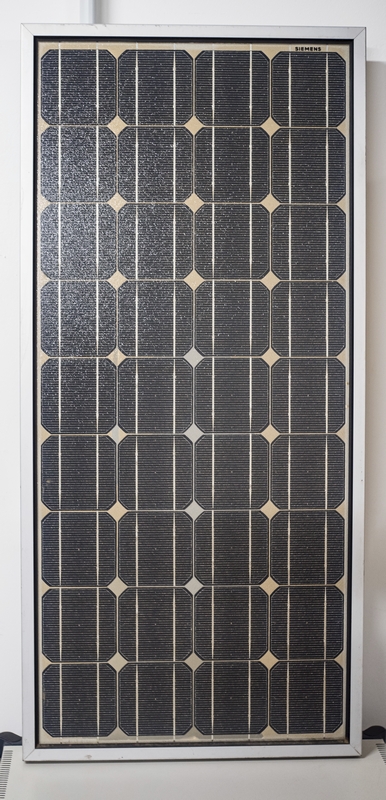 Example of an old type of solar module, ready for recycling.